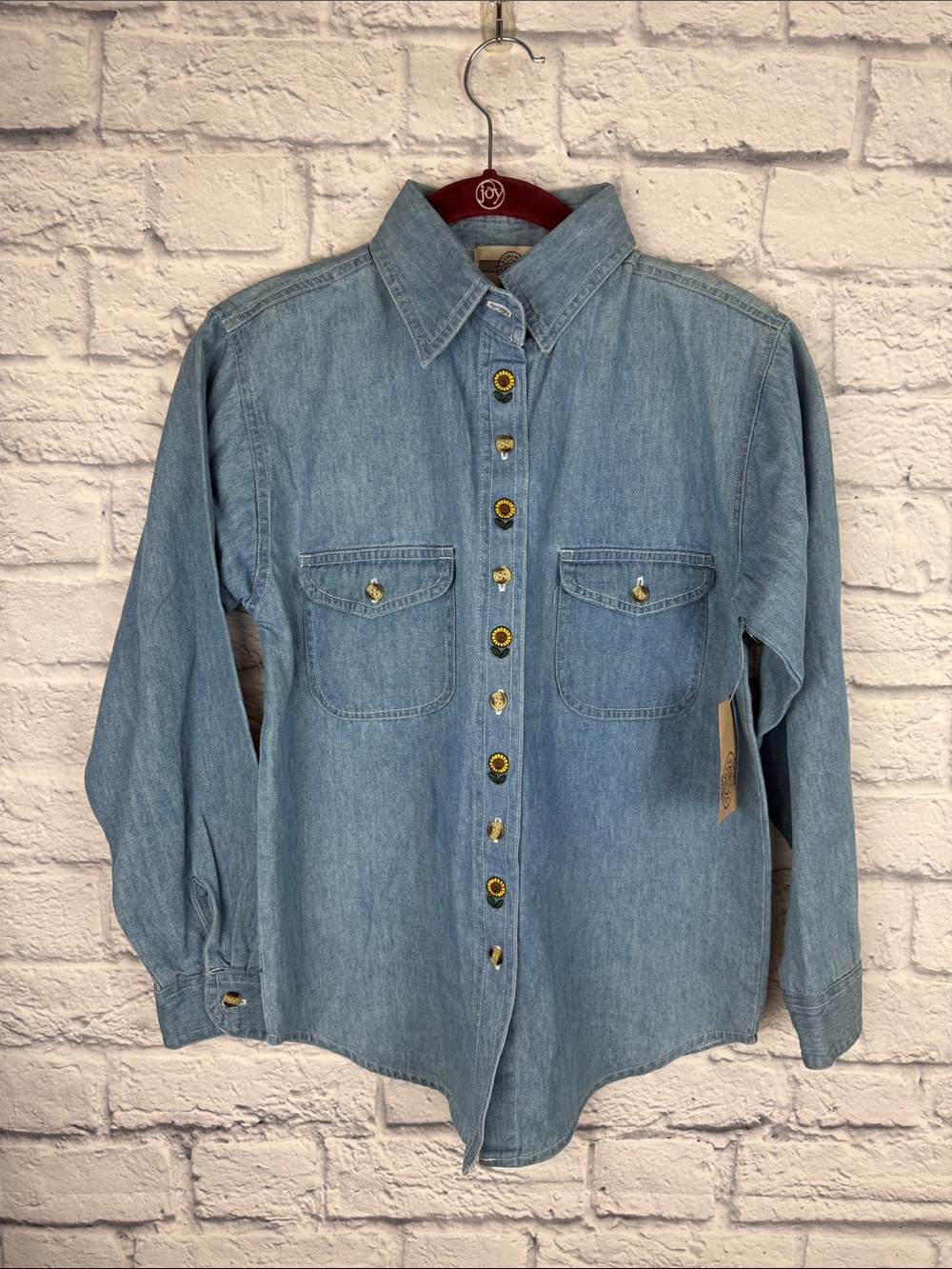Vintage Denim Republic Long Sleeve Embroidered Sunflowers Girls Size 12 NWT